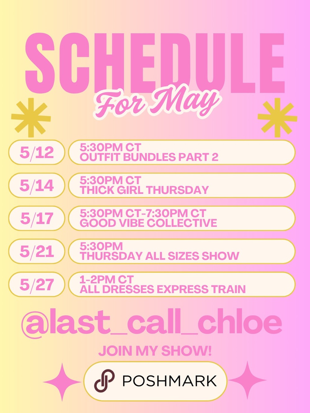 SHOW SCHEDULE!